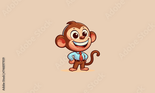monkey wearing suite vector flat design
