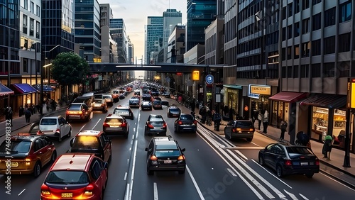 A rush hour traffic in a busy street, AI generated