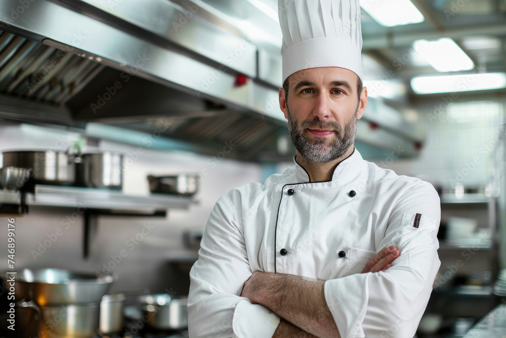Portrait of confident chef at restaurant kitchen