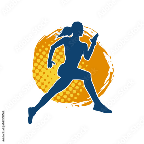 Silhouette of a sporty woman in running pose. Silhouette of a female run pose.