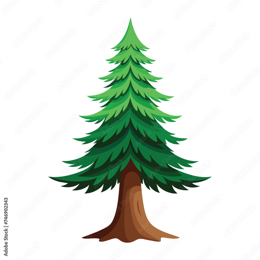 Vector Isolated Pine Tree on White Background