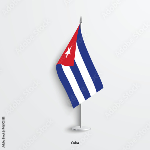 Cuba table flag icon isolated on light grey background. Cuba desk flag on barely white background.