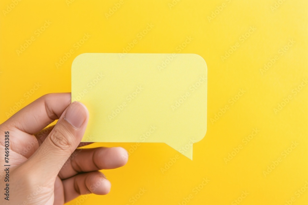 Hand with chat bubble, concept of ideas and communication. Hand with chat bubble, concept of ideas and communication.