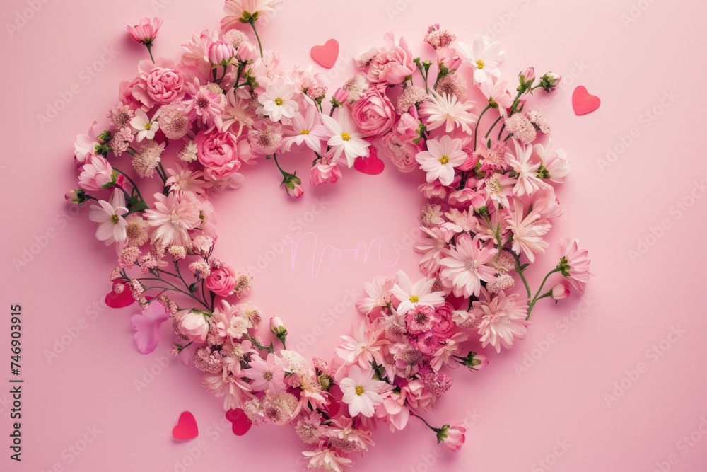 Pink background with flowers for Mother's Day. Pink background with flowers for Mother's Day.