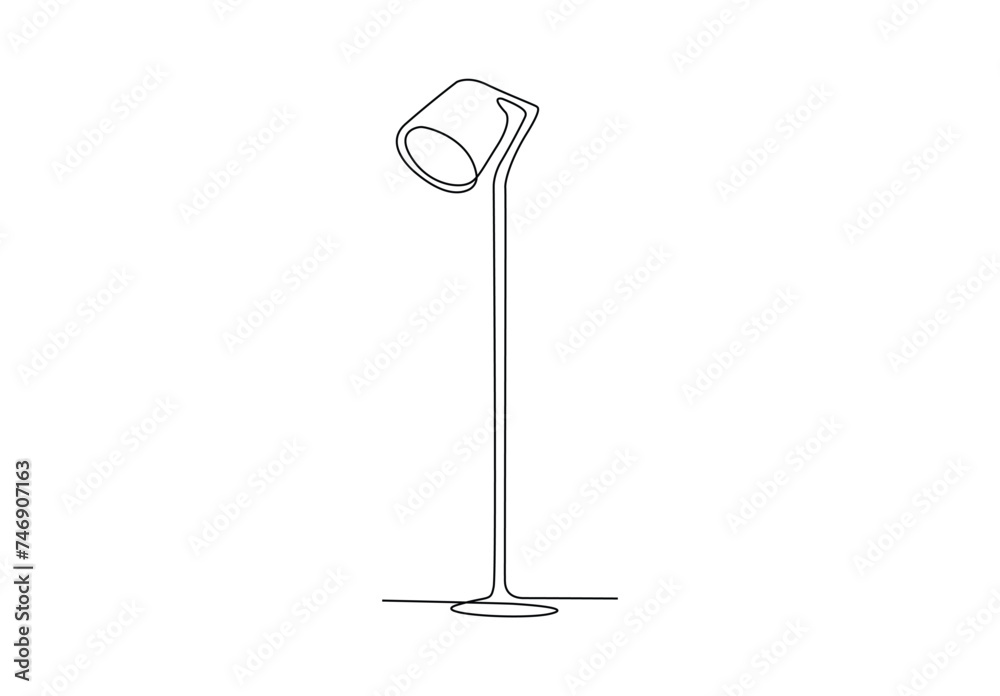 Continuous one line drawing of lamp with Stand vector illustration