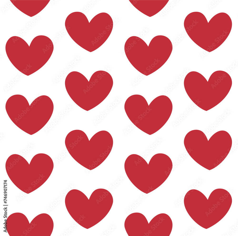 Vector seamless pattern of groovy hearts isolated on white background