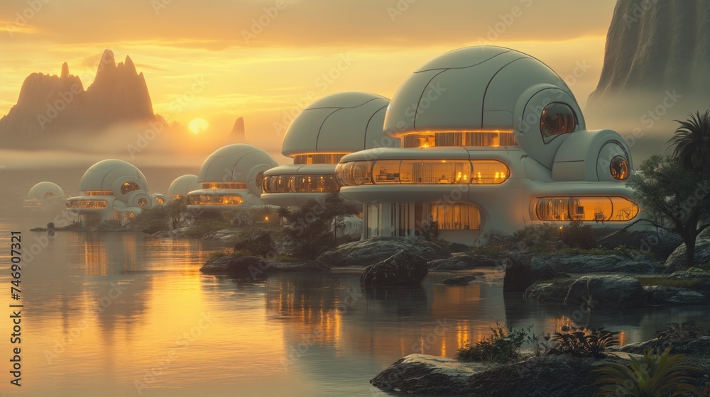 Obraz premium space colony. Created with generative AI.