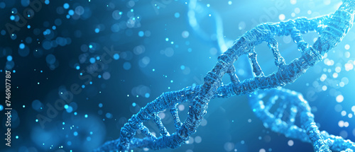 A blue DNA genome poster with copy space.