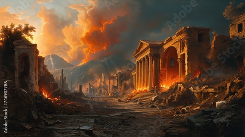 	
The End of the World Apocalyptic, destroyed Rome, epic scene. Created with Generative AI.