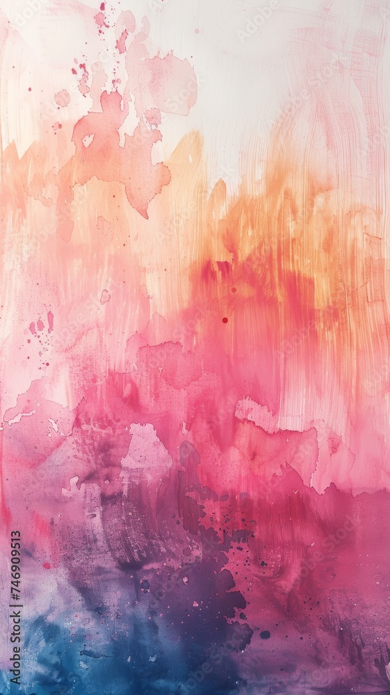 An abstract watercolor painting blending vibrant pink and blue hues, creating a dynamic and expressive artwork.
