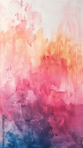 An abstract watercolor painting blending vibrant pink and blue hues, creating a dynamic and expressive artwork.