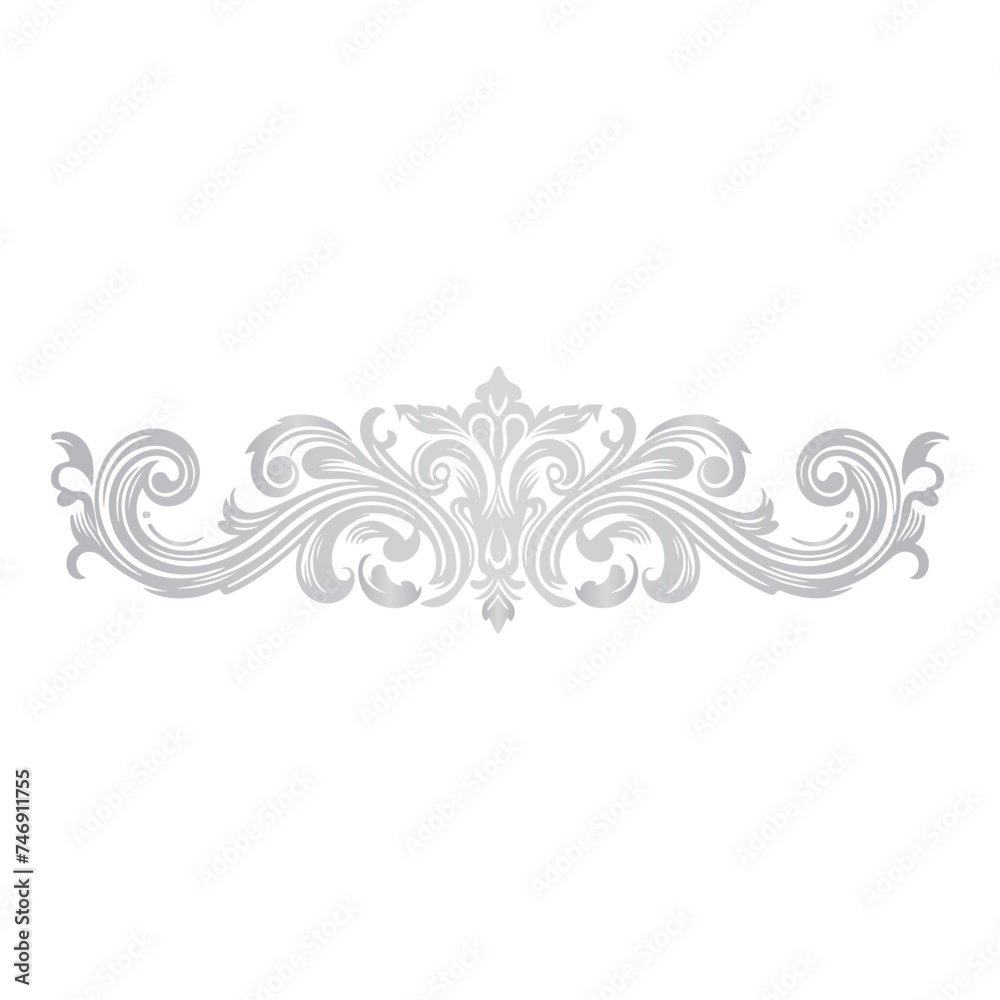 Fototapeta premium damask silver light color element oriental vector on PNG transparency background
