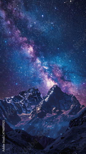 Illustration of a Starry Night on a Mountain Top.