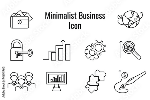 minimalist business icons in line style