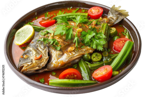 Fish Stew Featuring Okra and Tomatoes Isolated On Transparent Background © Cool Free Games