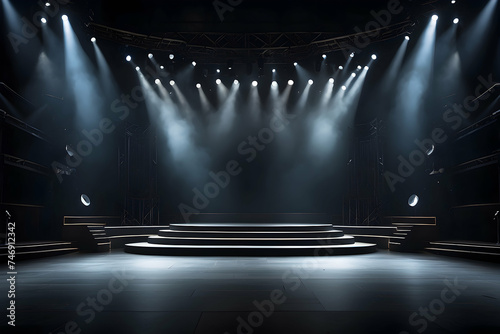Free stage with lighting. Event poster background. Music event background. Concert banner background. 