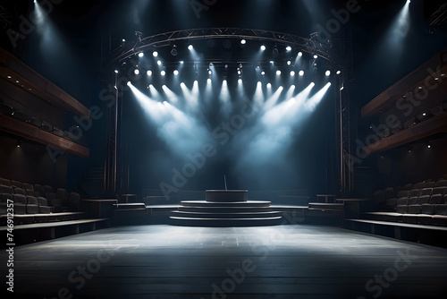 Free stage with lighting. Event poster background. Music event background. Concert banner background. 