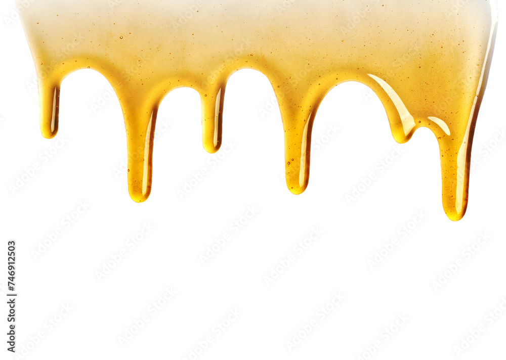 Honey dripping seamlessly repeatable from the top over white with copyspace and text, Organic product from the nature for healthy with traditional style, PNG transparency