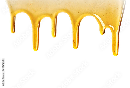 Honey dripping seamlessly repeatable from the top over white with copyspace and text, Organic product from the nature for healthy with traditional style, PNG transparency photo