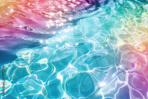 Colorful gradient transparent water  real water pattern. Generative AI.