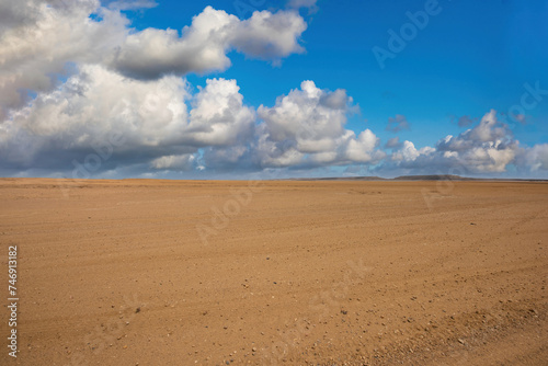 Landscape of the Bahía Portete with blue sky Natural National Park. Guajira, Colombia. 