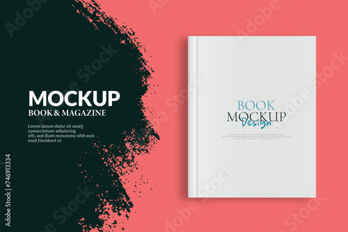 Book cover Mockup on light pink background. 3D illustration. magazine Mockup template ready for your design