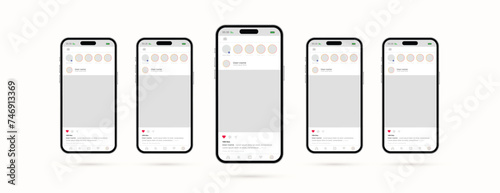 Vector Instagram post mockup social media template white background design with phone banner or poster vector file	