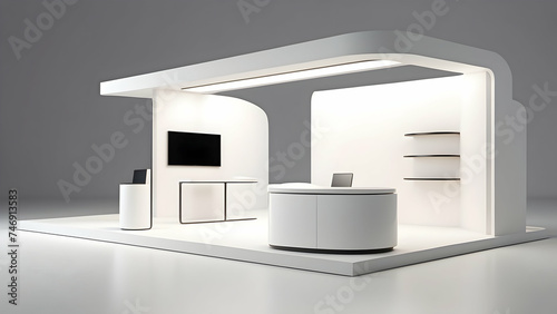 3d render of minimalist exhibition booth. Exhibition stand mockup template. Promotion center  © HeyKun