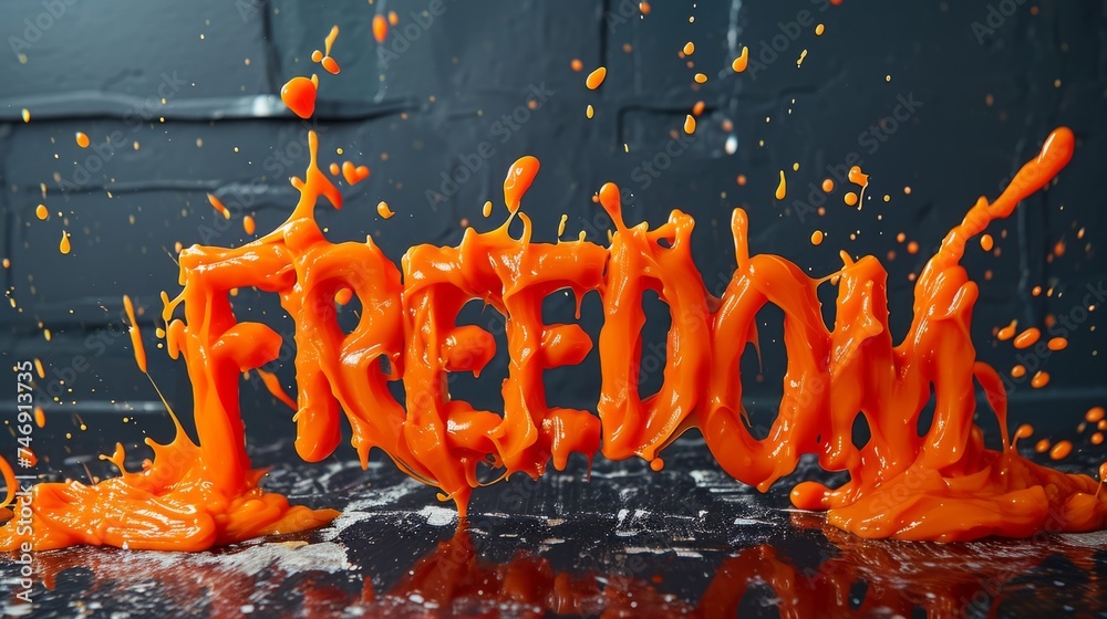 Orange Slime Freedom concept creative horizontal art poster ...