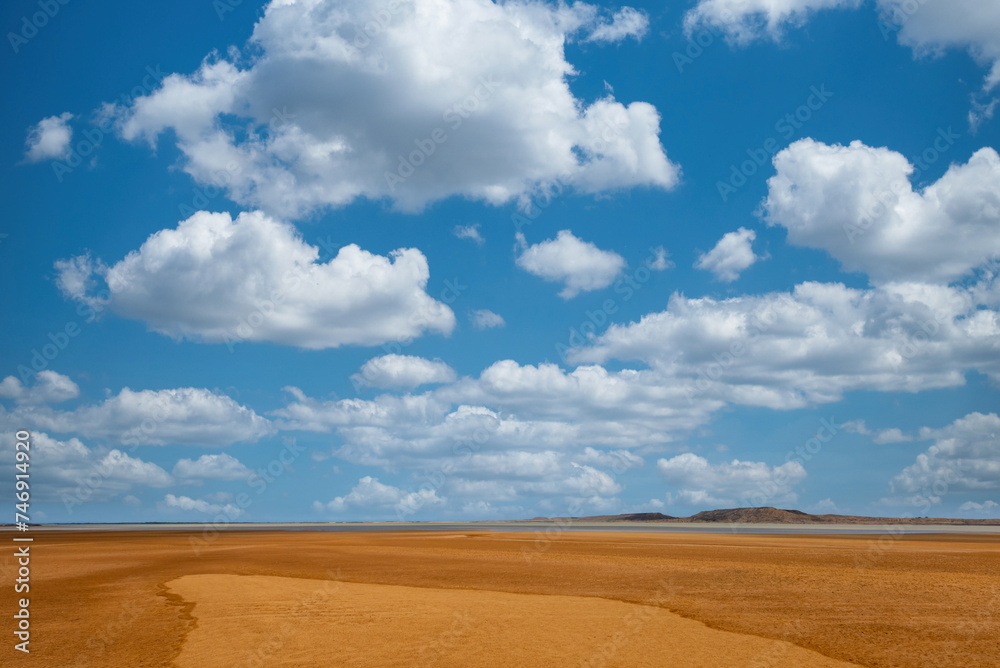 Landscape of the Bahía Portete with blue sky Natural National Park. Guajira, Colombia. Landscape of the Bahía Portete with blue sky Natural National Park. Guajira, Colombia.