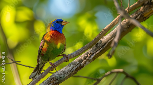Male_Painted_Bunting_perched_on_a_branch_wildlife 