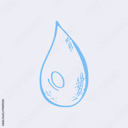 Vector illustration of a water drop on an isolated background.Hand simple drawing of liquid color icon.