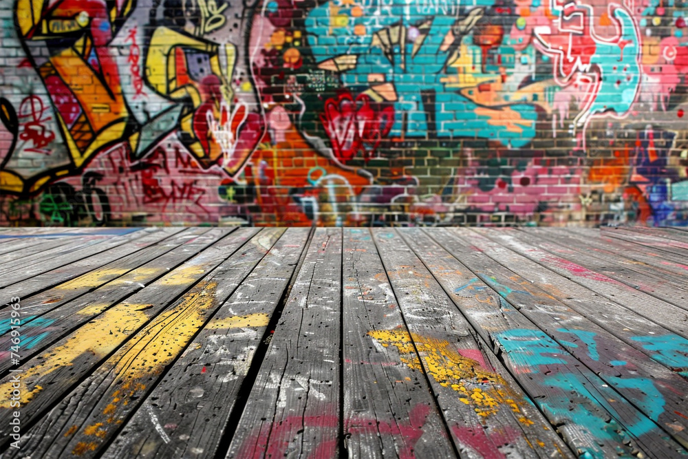 Fototapeta premium Graffiti-Kunst: Bemalte Wand für Mockups und Hintergründe