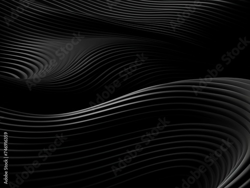 Black Wavy Lines Abstract Background. Generative AI