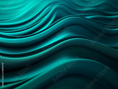 Turquoise Wavy Lines Abstract Background. Generative AI © SALEEM