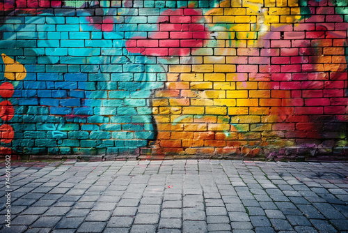 Graffiti-Kunst  Bemalte Wand f  r Mockups und Hintergr  nde