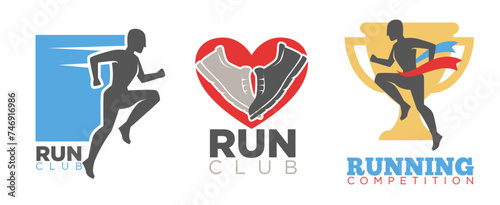 Run club, running competition emblem or logotype