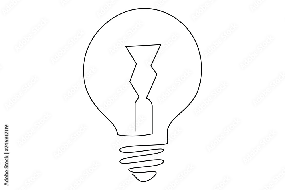 Light bulb isolated on white light bulb one line outline vector art illustration Light bulb isolated on white light bulb one line outline vector art illustration