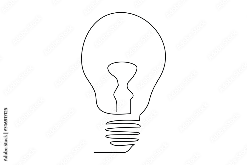 Light bulb isolated on white light bulb one line outline vector art illustration Light bulb isolated on white light bulb one line outline vector art illustration