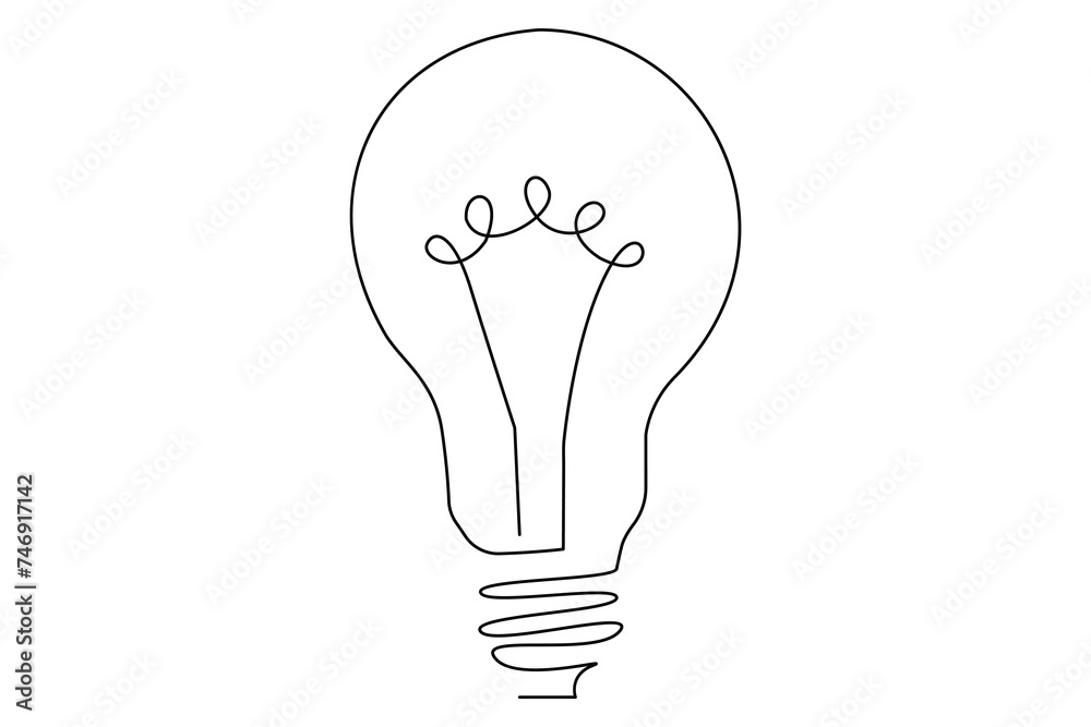 Light bulb isolated on white light bulb one line outline vector art illustration Light bulb isolated on white light bulb one line outline vector art illustration