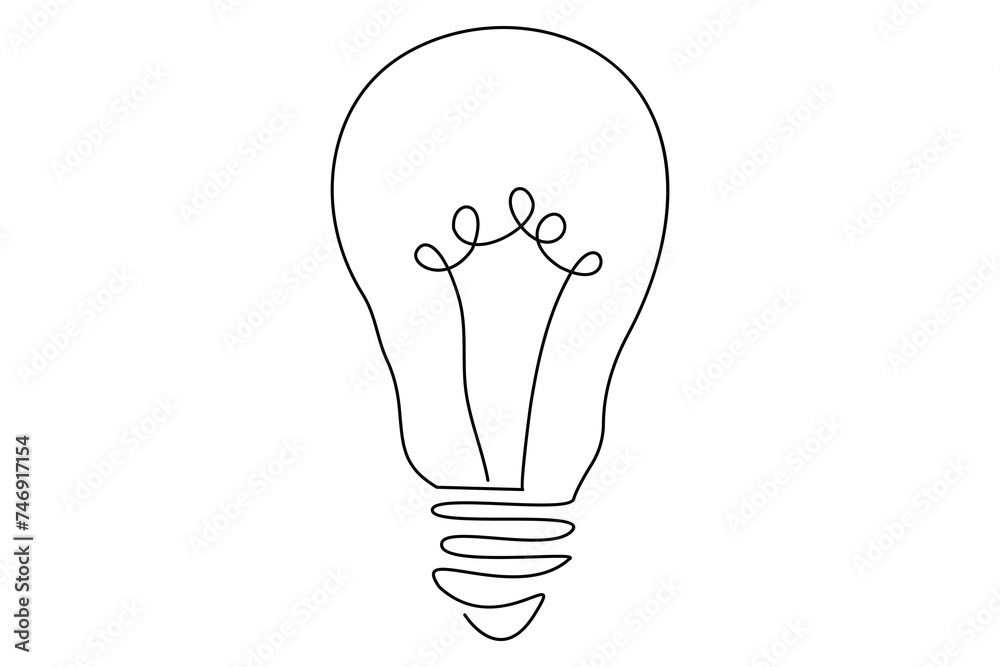 Light bulb isolated on white light bulb one line outline vector art illustration Light bulb isolated on white light bulb one line outline vector art illustration