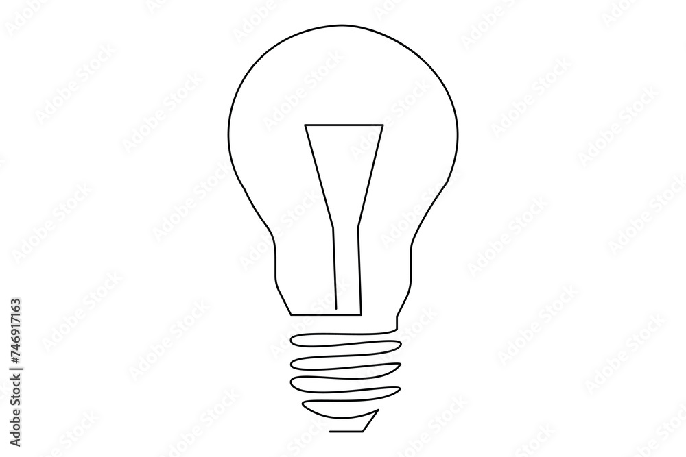 Light bulb isolated on white light bulb one line outline vector art illustration Light bulb isolated on white light bulb one line outline vector art illustration