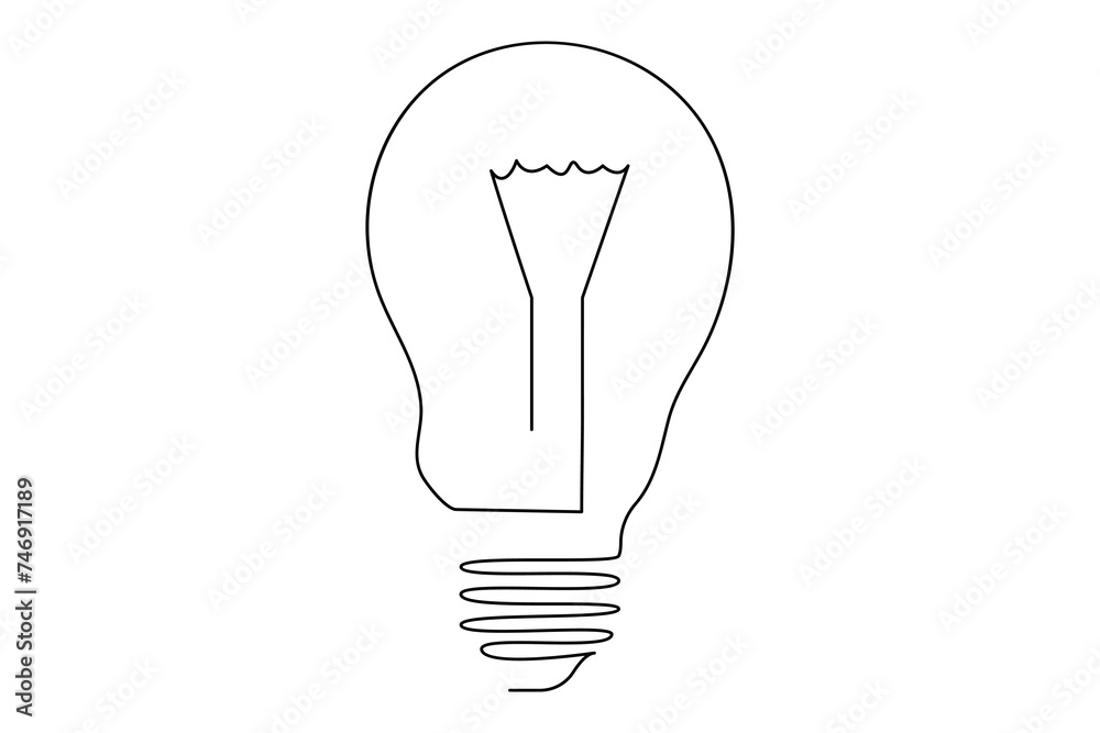 Light bulb isolated on white light bulb one line outline vector art illustration Light bulb isolated on white light bulb one line outline vector art illustration