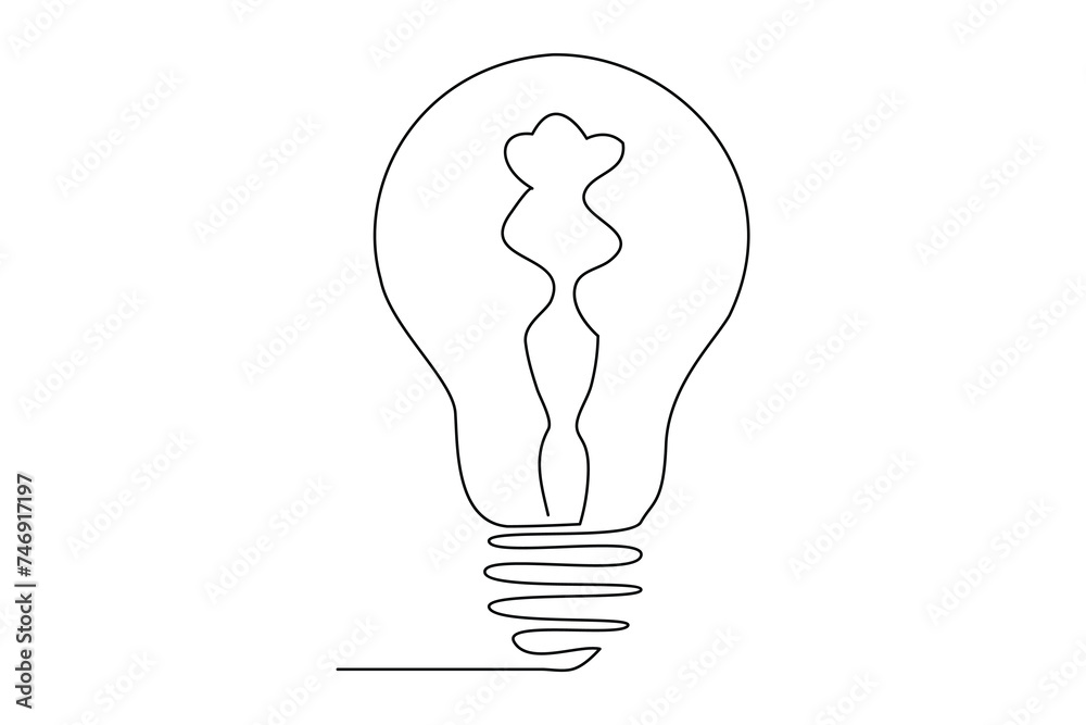 Light bulb isolated on white light bulb one line outline vector art illustration Light bulb isolated on white light bulb one line outline vector art illustration