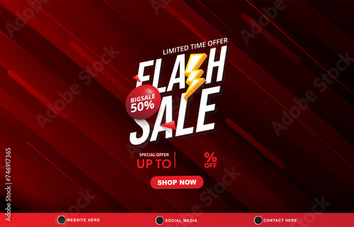 limited flash sale discount template banner with blank space for product sale with abstract gradient red background design
