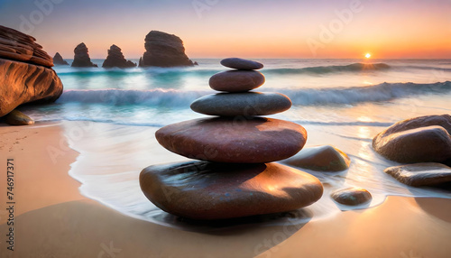 Meditation  Balance Stones  Zen  Relaxation  Peaceful  Harmony  Tranquility  Wellness  Spa  Mindfulness  Serenity  Calm  Meditation Practice  Yoga  Health  AI Generated