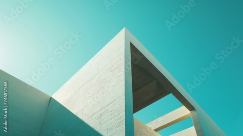 Wide angle abstract background view of steel light blue high rise commercial building skyscraper made of glass exterior