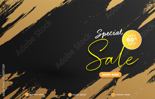 special sale discount template banner with copy space for product sale with abstract gradient black and brown background design