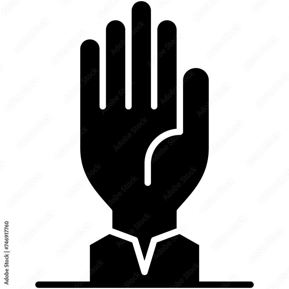 Obraz premium Hand Raised Icon. Volunteer Available to Help Pictogram Graphic Illustration. Isolated Simple Solid Icon For Infographic, App and Web Button.