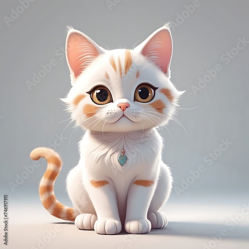 Cute Cartoon cat , Vector illustration on a white background